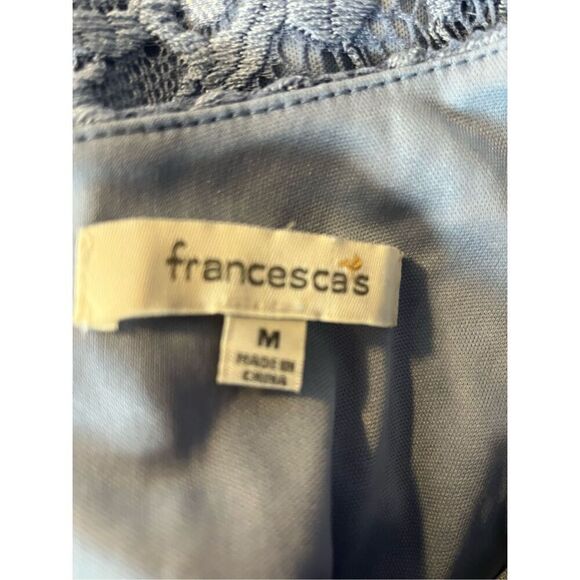 Francesca’s women’s M Floral Lace Short Sleeve Knee Length Dress Blue - Picture 4 of 6